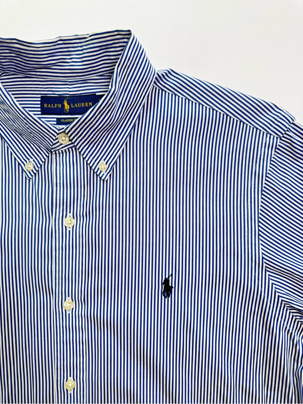 Polo Ralph Lauren Navy White Pinstripe Button Down Shirt Men’s Large
